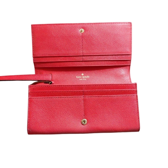 Kate Spade Convertable Red Bow  Wallet Women's Red Leather Wristlet - Picture 5 of 9